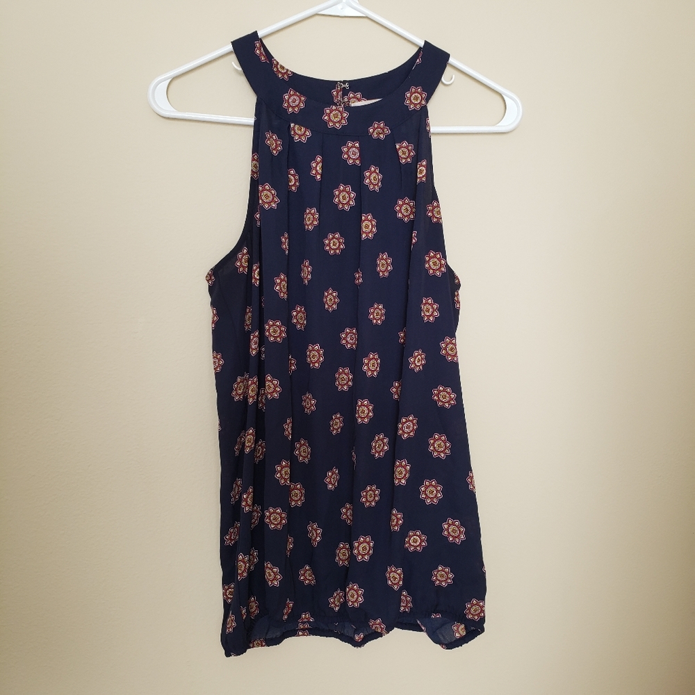LOFT Outlet Navy Floral Blouse